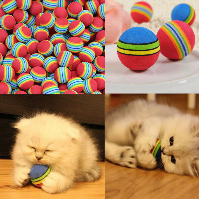 6Pcs/set Colorful Pet Soft Foam Rainbow Play Balls Cat Kitten Activity Toys Cute