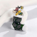 Creative Christmas Stocking Jacket Brooches Backpack Badges Unisex Jewelry Gifts