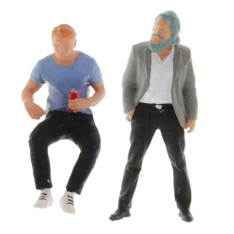 2Pcs 1/64 Mini Street Scenes People Street Park Garden Layout Diorama Decor