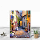 Alley Scenery Pattern Round Diamonds Canvas Canvas Living Room Kitchen Wall