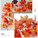 1.7M LED Lighted Fall Autumn Pumpkin Maple Leaves Garland Thanksgiving Decor AU