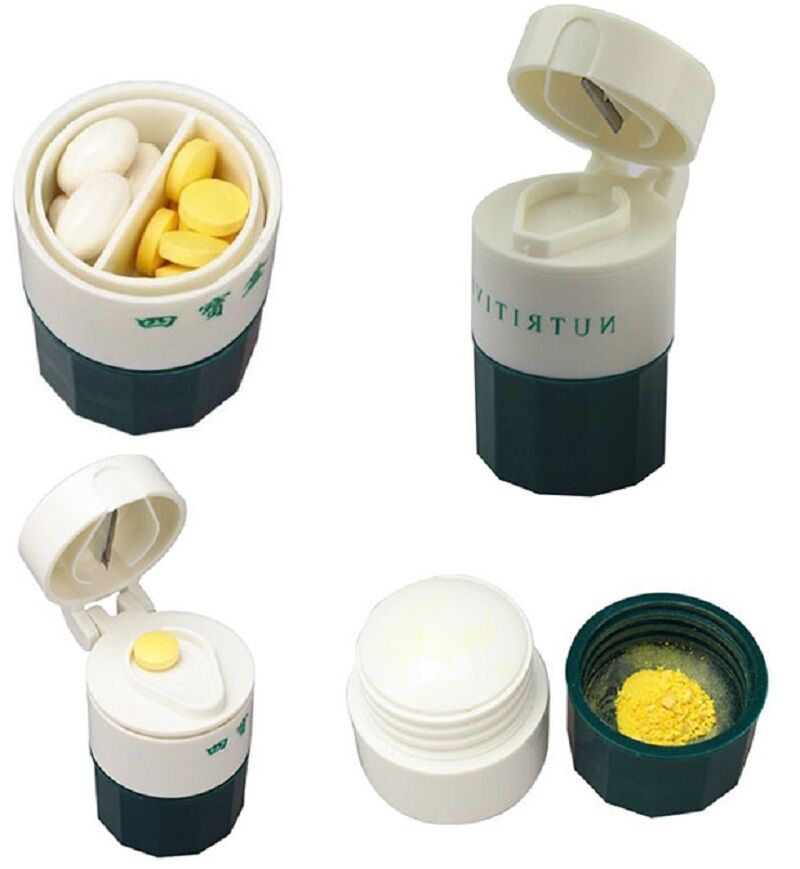 4 Layer Pill Medicine Crusher Grinder Splitter Tablet Divider Storage Box