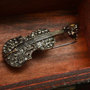 Hot Novelty Unisex Personality Punk Rhinestone Violin Brooch Pin Accessories