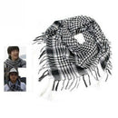 Unisex Women Men Checkered Arab Shemagh Black & White Grid Neck Keffiyeh LVV