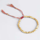 Lucky Rope Handmade Tibetan Buddhist Braided Cotton Copper Beads Bracelet