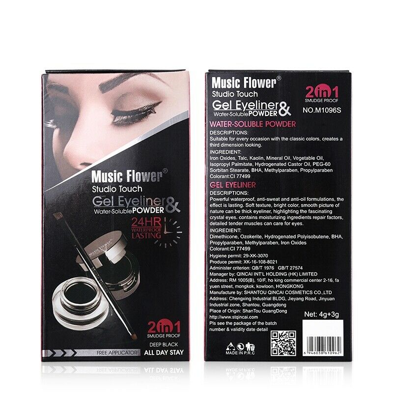 Music Flower Brand 2 In 1 Gel Eyeliner and Eyebrow Powder Makeup Palette Wa O3R8