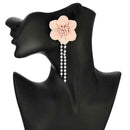 Pink Flower Dangles Earrings Korean Elegant Long Ear Drop for Girl Jewelry Women