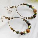 Bohemia Drop Dangle Earrings  Ethnic Big Circle Crystal Bead Ear Stud Jewlery FT