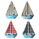 4Pcs Sailing Ship Nautical Wood Ornaments Mediterranean-style Home Decor