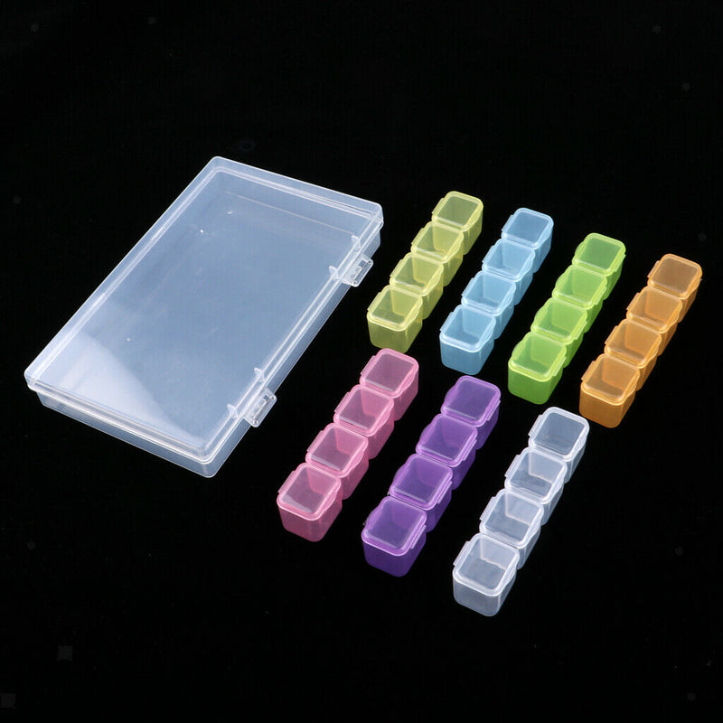 28 Dividers Multicolored Diamond Painting Box Nail Beads Powder Storage Case
