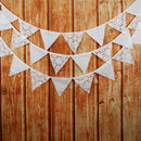 12 Flags White Flower Lace Flag Banner Pennant Wedding/Birthday Party Decor