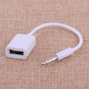 3.5mm Male AUX Audio Plug Jack To USB 2.0 Female Converter Car MP3 Cord Cable