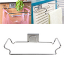 Stainless Steel Door Garbage Trash Bag Towel Can Rack Holder Kitchen Tool 1X