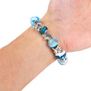 Fashion Women Shell Blue Crystal Glass Beads Chain Bangle Bracelet Wristband