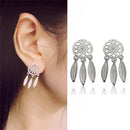 1Pair Bohemia Women Dream Catcher Feather Ear Stud Drop Earrings Jewelry 3C