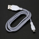 1M Braided Fabric Mini USB Data&Sync Charger Cable Cord For Cell Phone Whit