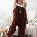 Fashion Women Dungarees Pure Colour Harem Strap Pant Loose Straight Jumpsui