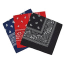 Set of 3 bandanas Paisley Man and Woman 57 x 57 cm Black + Red + navy blue H7L5