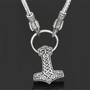 Men's Norse Viking Odin's Crow Chain&Thor Hammer Mjolnir Pendant Necklace Gifts