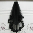 Wedding Veil Cathedral Hair Veil with Comb Lace Edge Two Layers Tulle Short