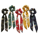 Elegant Women'S Stretch Hair Band Printed Flowers Hair Ring Bow Hair Ring P