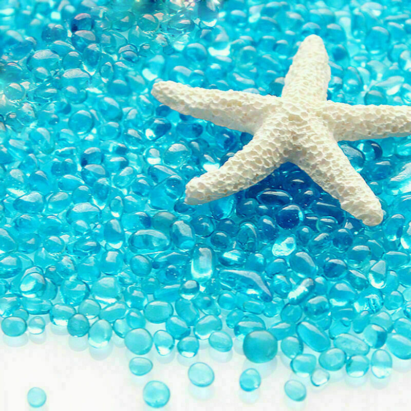 Bag of Aquarium Glass Mini Stones Fish Tank Gravel Sand Decoration Rock-Blu I1R0
