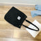 Women Canvas Handbag Solid Color Shoulder Shopping Bag Travel Tote (Black)