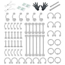 72Pcs Body Piercing Jewelry Tool Kits Needle Nipple Tongue Eyebrow Nose LipS Gw