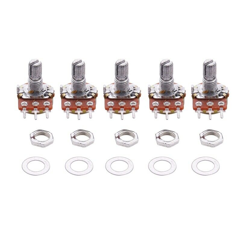 1M Ohm Single Linear Taper 3 Pins Rotary Potentiometers Pots 5 Pcs W6T6