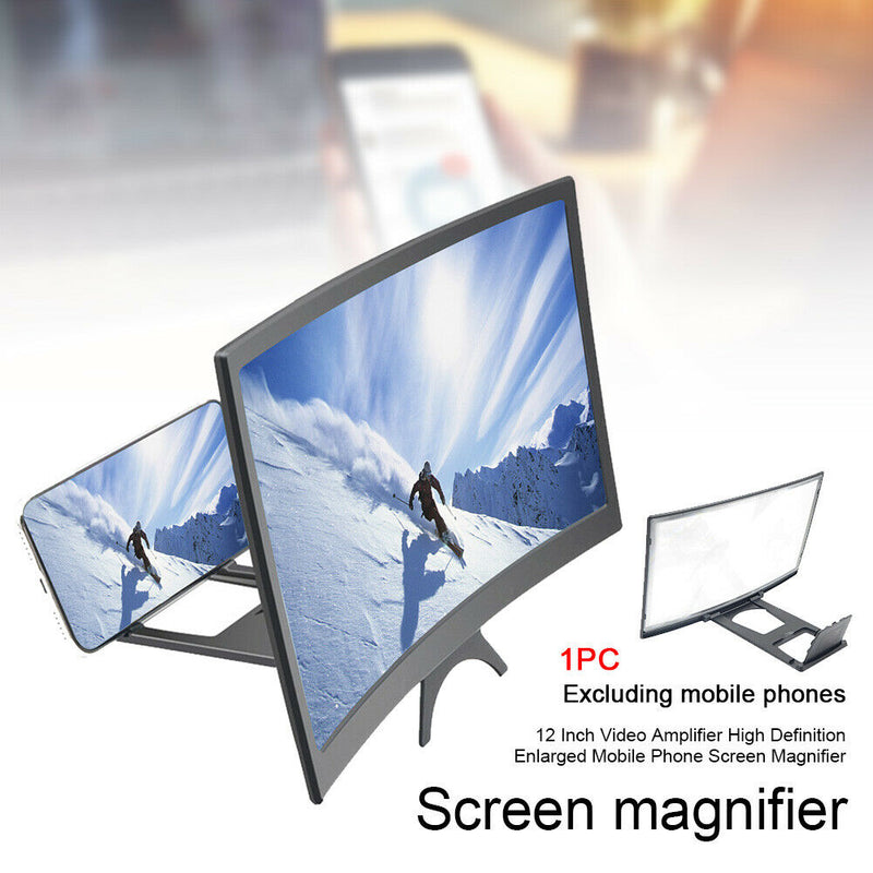 Curved Acrylic Screen Magnifier 12" HD Movies Mobile Phone Amplifier Black