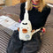 Cartoon Chicken Canvas Chest Bags Women Crossbody Shoulder Bags (White)
