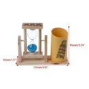Wood Timer Pen Holder Office Desk Accessories with Hourglass Scrub Pencil Holder