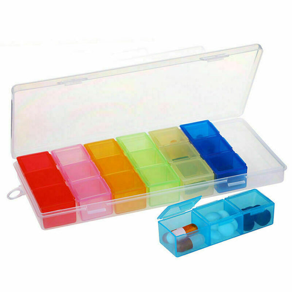Weekly 7Days Pill Organizer Sorter Tablet Holder Container Storag Colorful T4G3