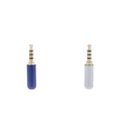 2Pcs Male Jack 3.5mm 1/8" Mini Audio Plug Stereo Adapter Soldering Blue + White