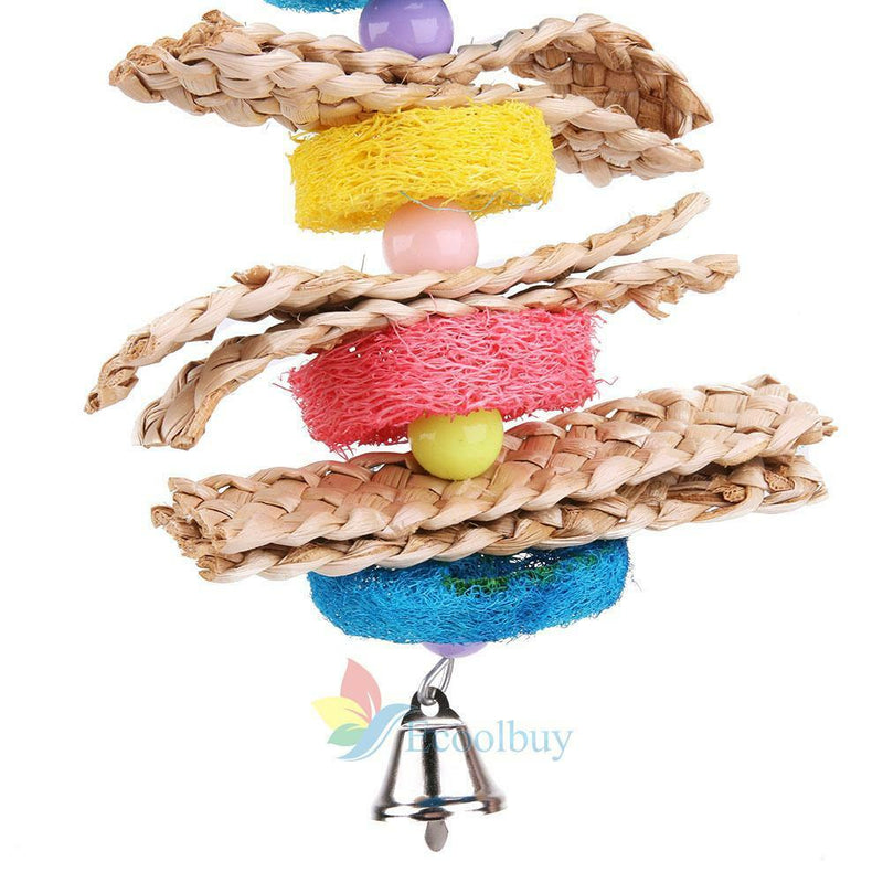 Pet Bird Parrot Parakeet Cockatiel Cage Hammock Swing Hanging Chew Wooden Toys A