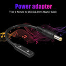 Type-C Female to DC5.5x2.5mm Male with PD Charging Adapter Cable for Laptop