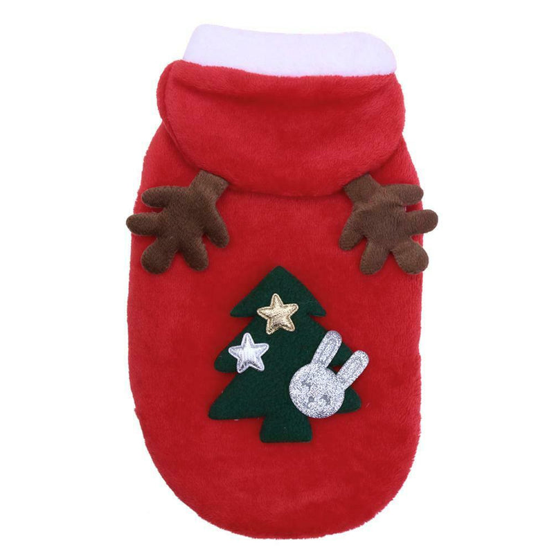 Fleece Dog Clothes Dog Coat Christmas Lovely Pet Elk Hooded Warm Coat(XL) A