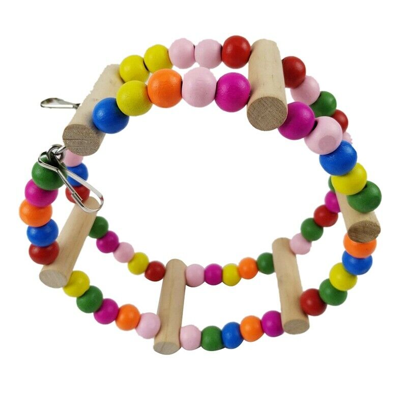 Parrot Toys Bird Colorful Wooden Ladder Parrot Macaw Bell Swing Parrot Bite W1M2