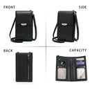 Women Messenger Bag PU Leather Phone Purse Mini Shoulder Handbag (Black)