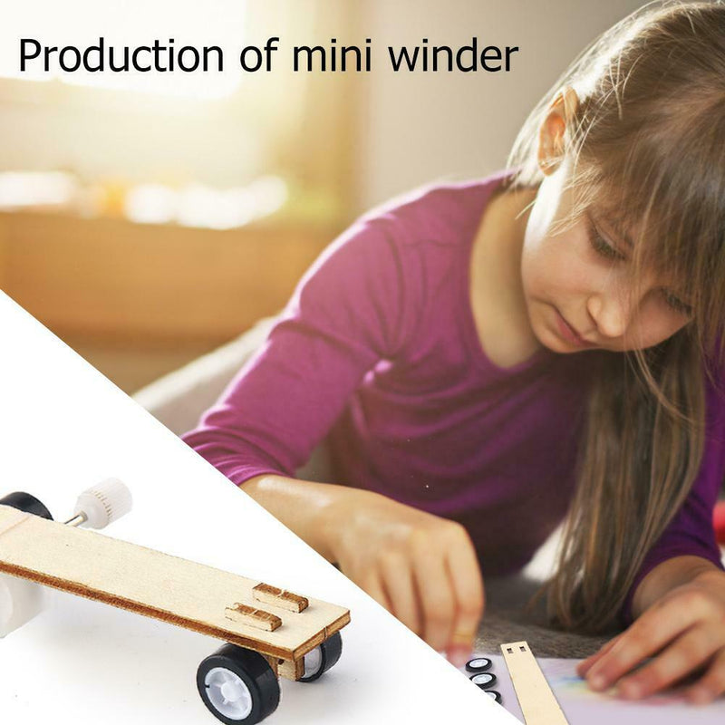 Funny Mini Wood Wind-up Car Assembly DIY Small Production Puzzle Toys