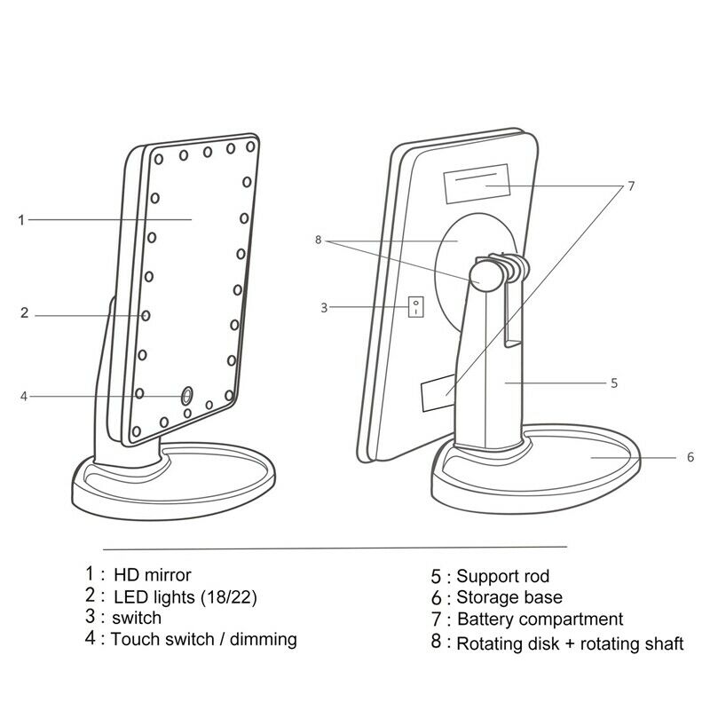 Large Lighted Makeup Mirror, Makeup Vanity Mirror with 22 LED Lights , Pres P1L5