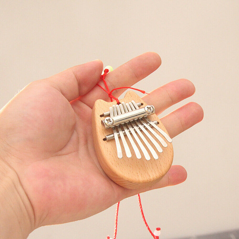 Mini 8 Keys Kalimba Mahogany Thumb Piano w/ Lanyard Percussion Instrument