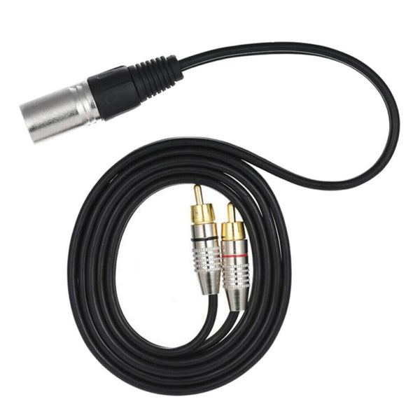 2X Dual RCA Male Plug To XLR 3-Pin Male Jack Audio Cable Connector