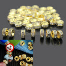 50Pcs 6mm Crystal Rhinestones Golden Tone Spacers Loose Beads Shining Jewelry