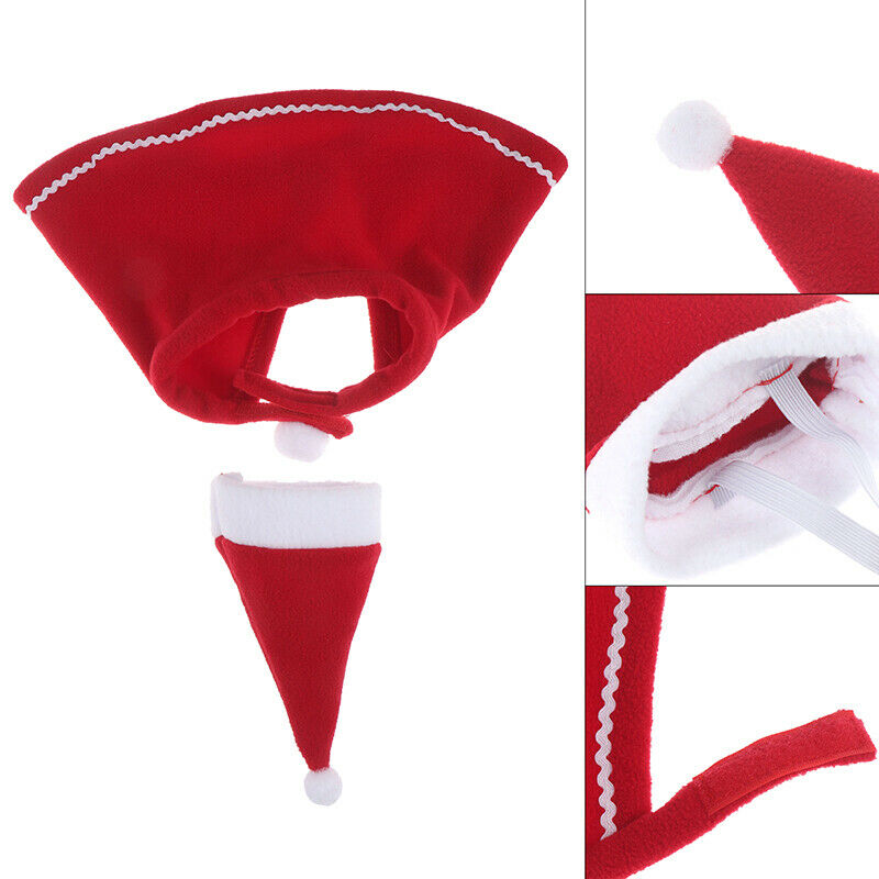 Pet Cat Dog Hat Red Scarf Christmas Holiday Costume Small Animals Party Dress 3C