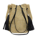 Tassel Decor Shoulder Messenger Handbags Straw Women Crossbody Bucket Bags