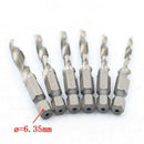 Set of 6Pcs 1/4'' Metric Hex HSS M3-M10 Composite Tap Thread Spiral Drill Bit