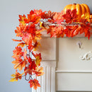 1.7M LED Lighted Fall Autumn Pumpkin Maple Leaves Garland Thanksgiving Decor AU