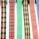 15pcs 25mm Wide Plaid Printed Polyester Ribbons for DIY Hairbow Party Decor