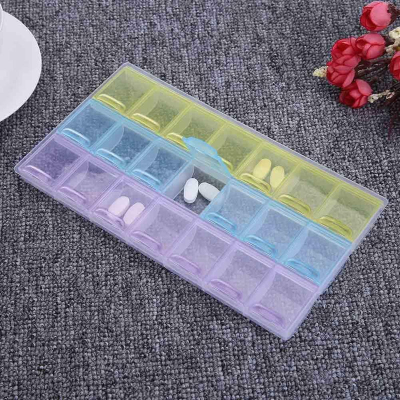 21 Grids Weekly Pills Storage Box Candy Sundries Container Home Organizer A